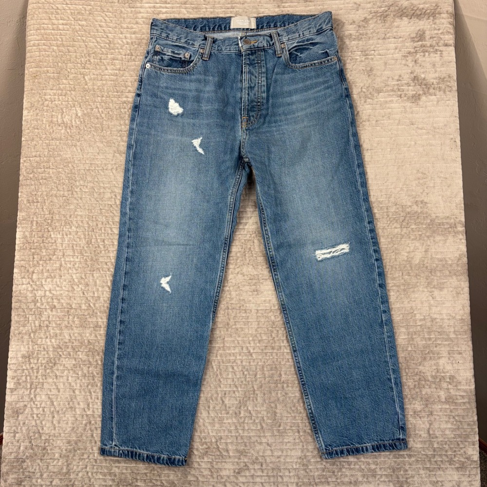 Everlane The Summer Slouch Jean Blue Distressed Organic Cotton Size 27‎